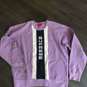 Supreme vertical logo Purple Crewneck Sweater Cotton Large